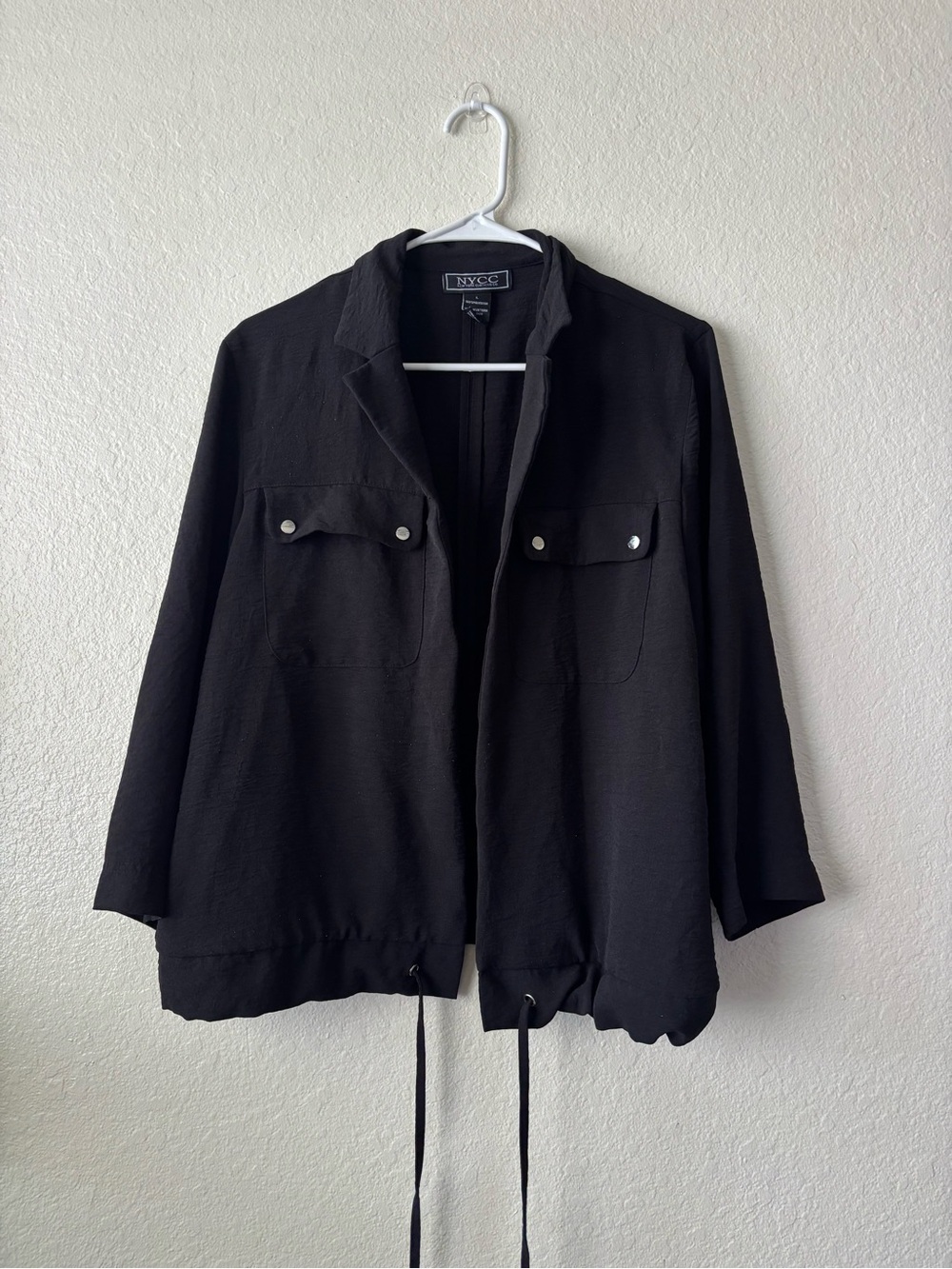 New York & Company Black Women's Open Front Utility Jacket